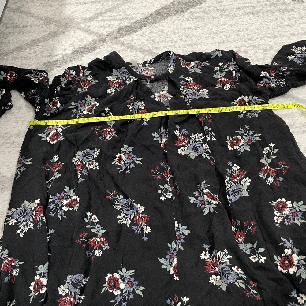 Free People Black Floral Swing Tunic Long SleeveDress - Picture 12 of 13
